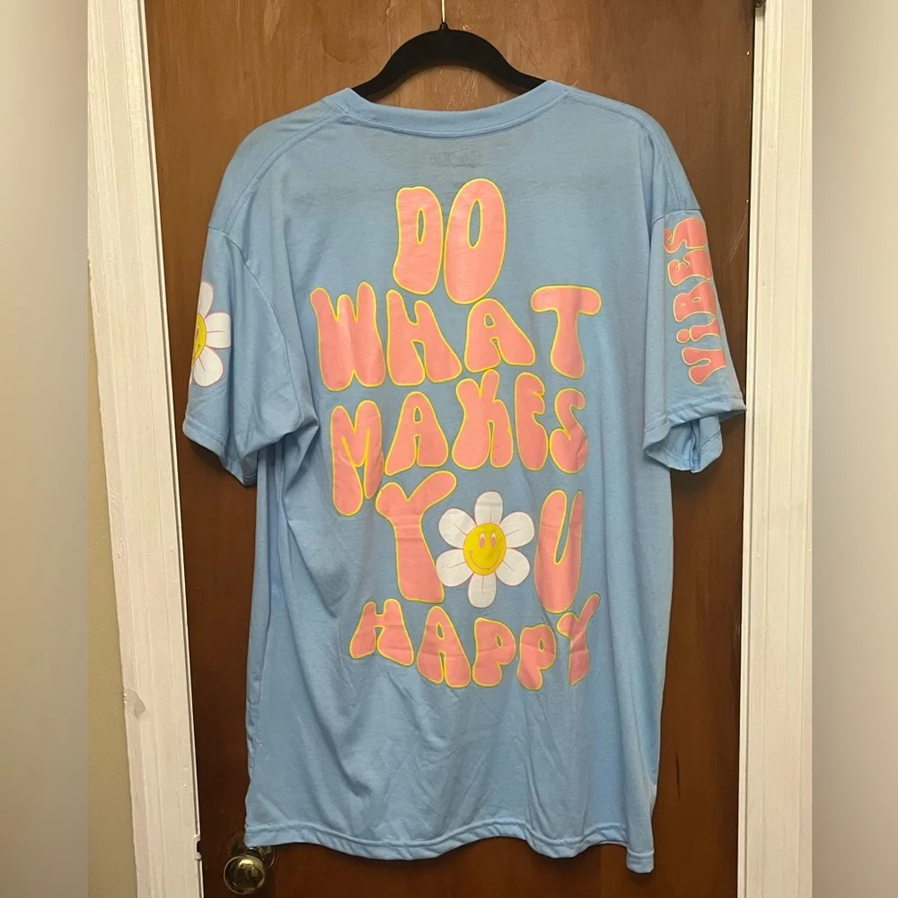 Women’s T-Shirt  Blue with 'Good Vibes' Print. 2X - Picture 5 of 6